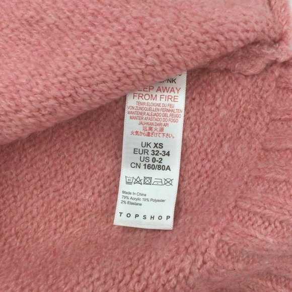 Topshop Pink Sweater Size 0-2 Deep Hem Crewneck Super Soft Side Slit New NWT - Picture 10 of 10